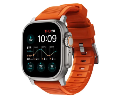 Pasek do smartwatchy Nomad Rugged Strap Apple Watch 49/45/44/42mm orange/silver